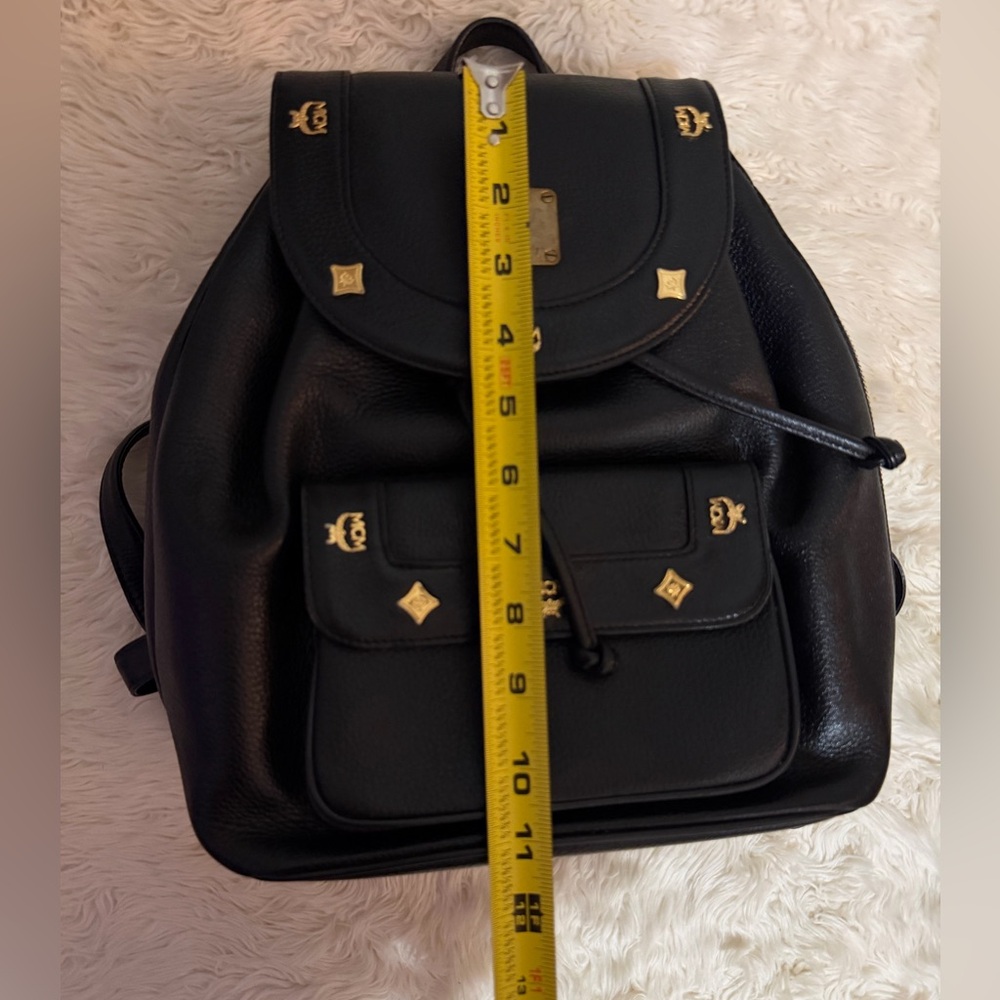 MCM Black Backpack with Gold Accents - Picture 10 of 12